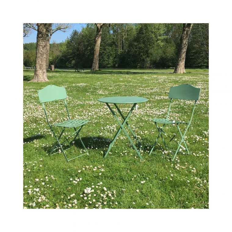 Chemin De Campagne – Table 2 Chaises De Jardin En Fer Pliable Salon De … destiné Salon De Jardin Carrefour Courant Continu