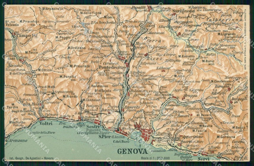 Genova Carta Geografica - Europa Cartina pour Décoration Murale Via Michelin