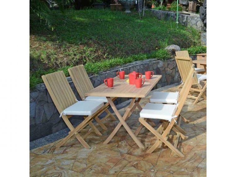 Salon De Jardin En Teck Ecograde Masaï Table Pliante 120 X 70 Cm + 4 … intérieur Salon De Jardin 4X Sans Frais