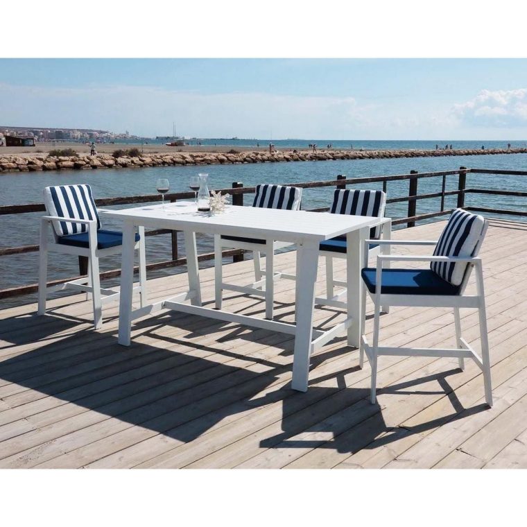 Salon De Jardin Haut En Aluminium 4 Personnes Martigues - Taille ... encequiconcerne Salon De Jardin Aluminium Suivant La Taille