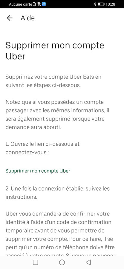 supprimer uber eats