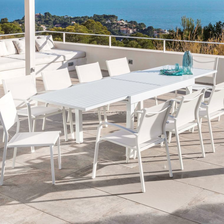 Table De Jardin Extensible 12 Places Aluminium Murano (320 X 100 Cm … dedans Salon De Jardin Sans Table