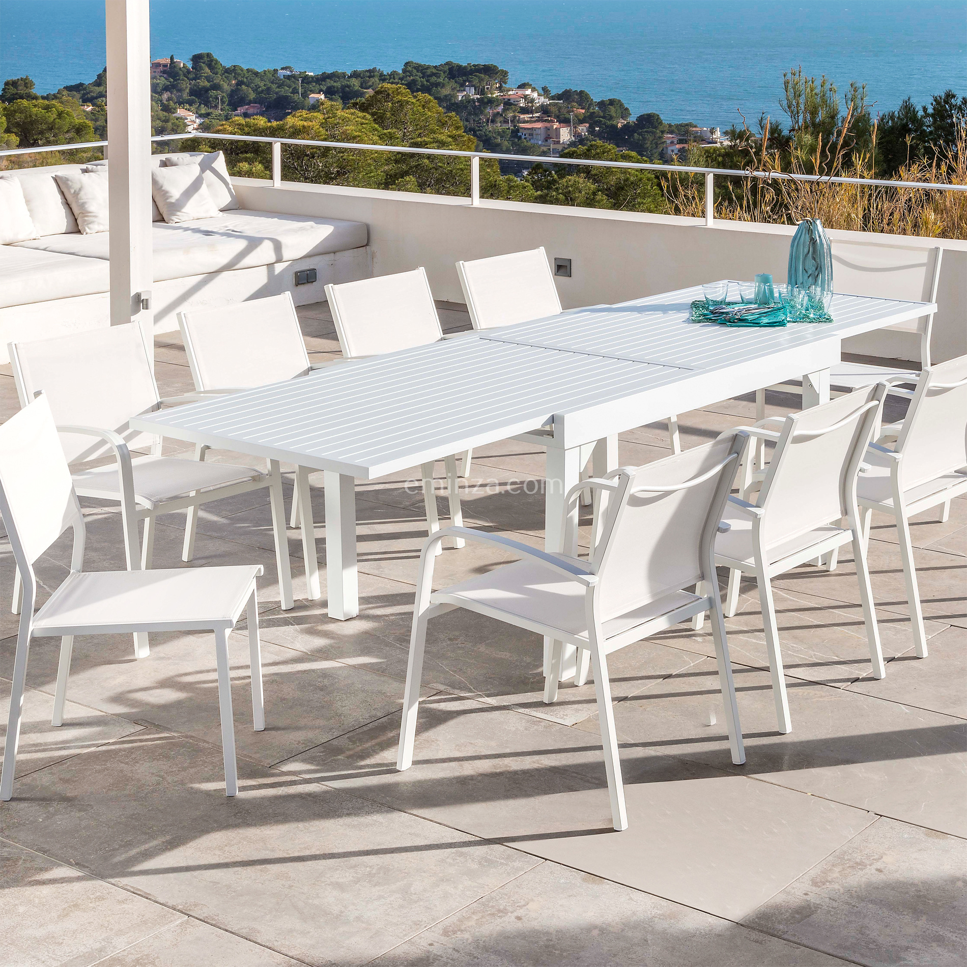 Table De Jardin Extensible 12 Places Aluminium Murano (320 X 100 Cm ... dedans Salon De Jardin Sans Table