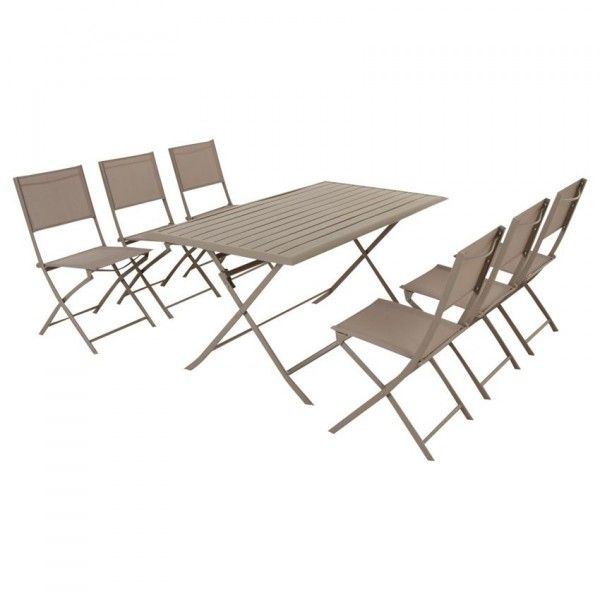 Table De Jardin Pliante Aluminium Azua (150 X 80 Cm) - Taupe - Salon De ... destiné Table De Jardin Azua 12 Places