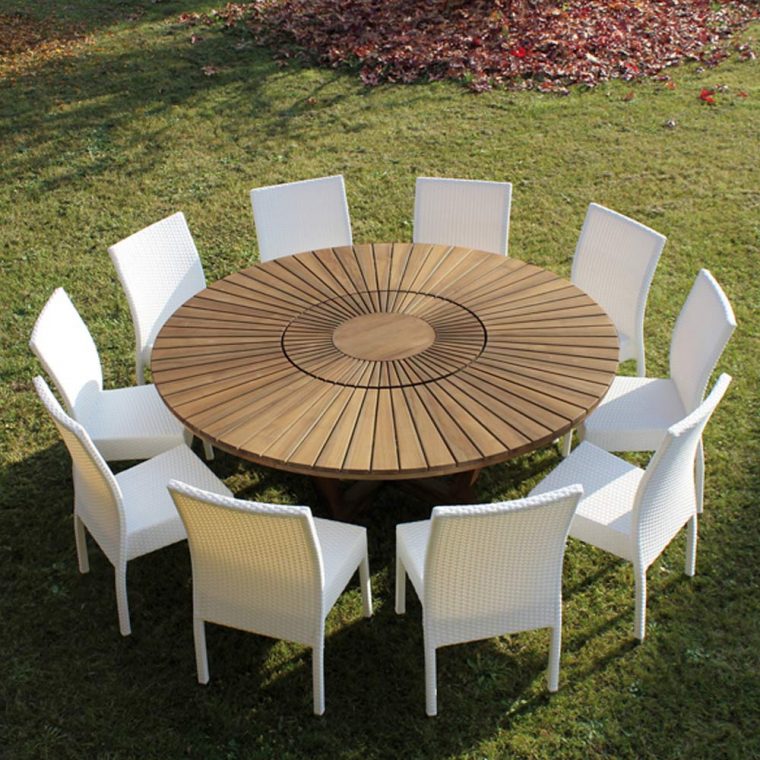 Table Ronde En Teck Real Table, Pour Le Jardin Et La Maison … destiné Table Teck Ronde Komodo