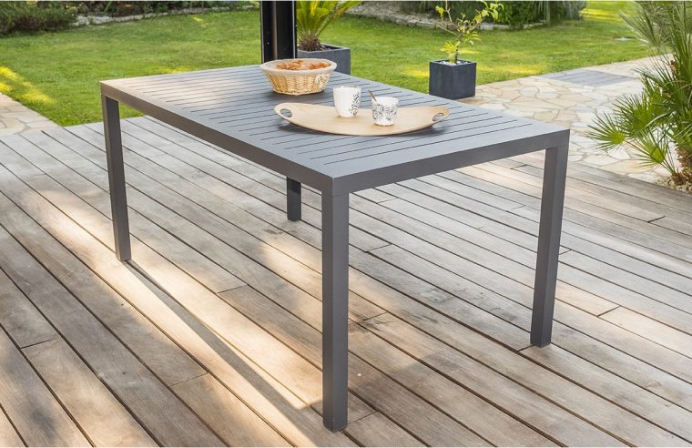 Table Salon De Jardin 6 Personnes En Aluminium Anthracite Dcb Garden Miami destiné Salon De Jardin Aluminium Suivant La Taille
