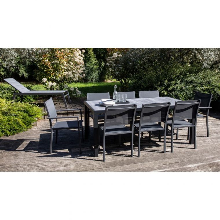 Oviala – Salon De Jardin Aluminium Et Céramique, 1 Table, 6 Chaises, 2 … encequiconcerne Cdiscount Salon De Jardin Du Commerce