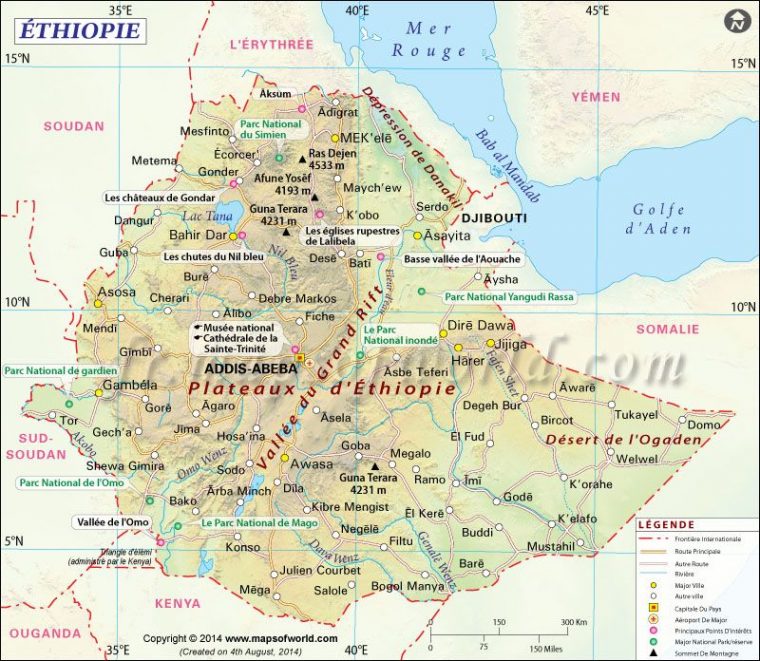 ethiopie carte du monde