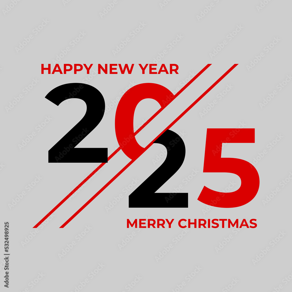 2025 Happy New Year logo text design. 2025 number design template