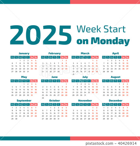 Simple 2025 year calendar - Stock Illustration [40426914] - PIXTA