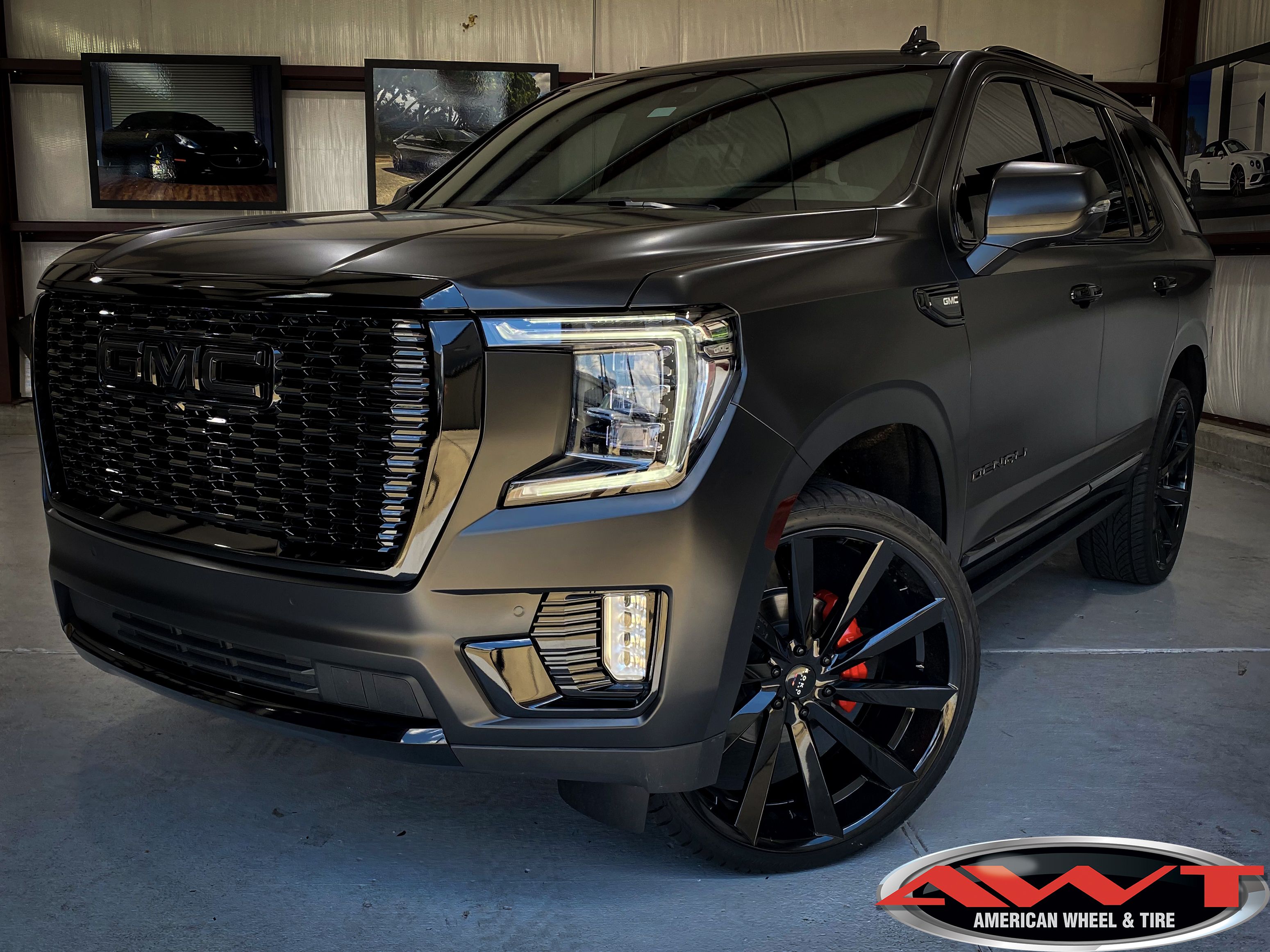 Awt black 2021 gmc yukon denali chrome delete black out 26 black koko