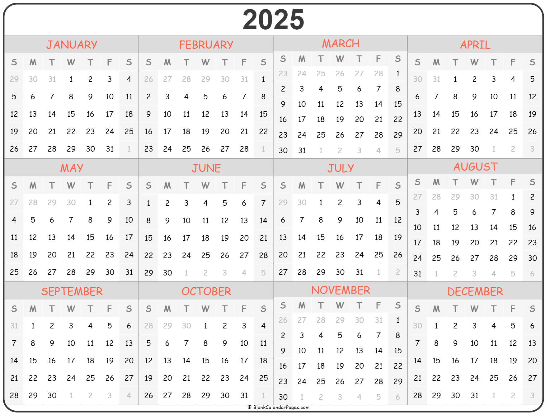Free Printable Calendar 2025 All Calendar Templates Are Blank And