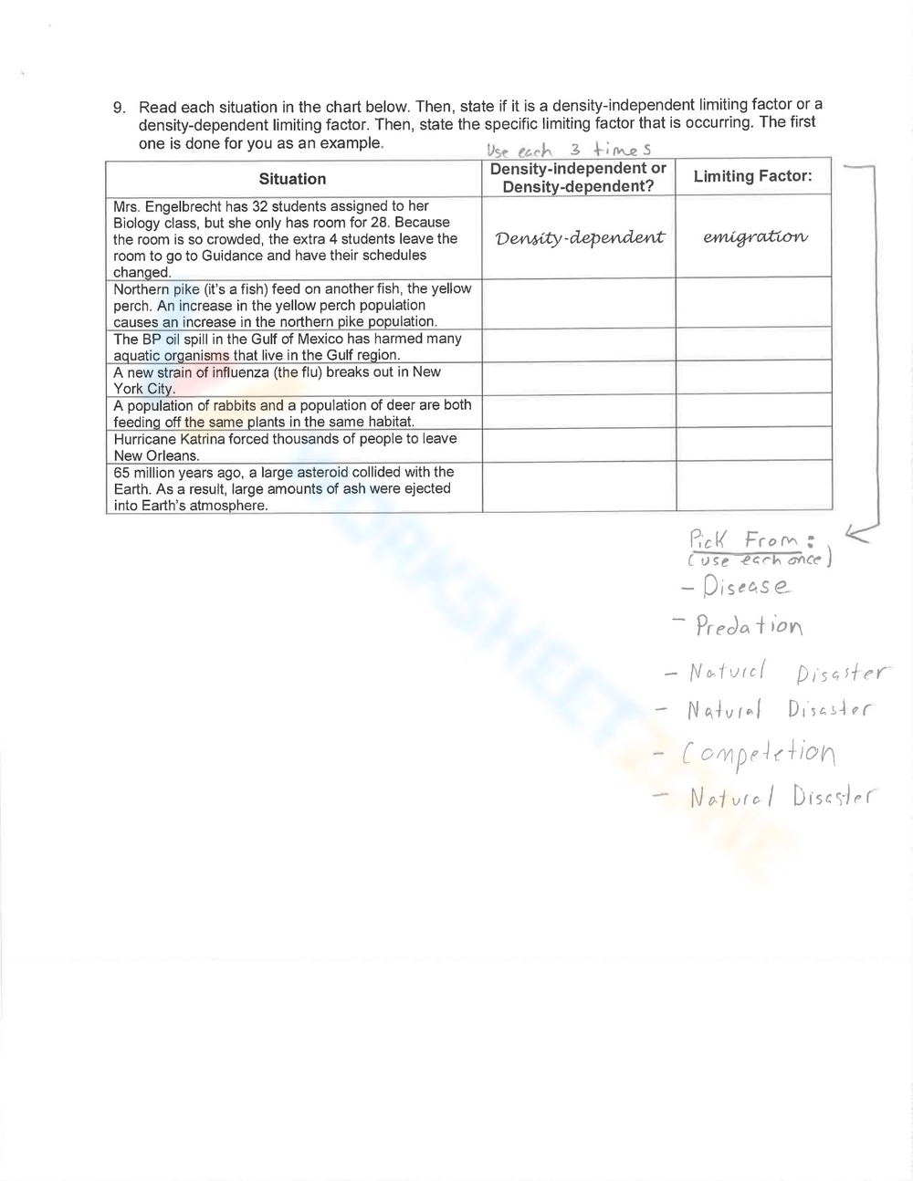 Free Printable Human Population Growth Worksheet